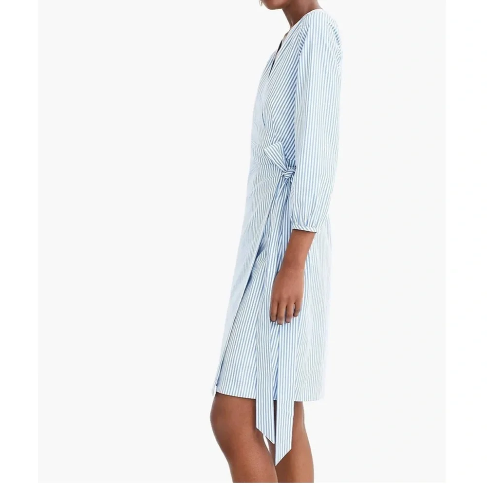 J. Crew Wrap dress in striped cotton poplin